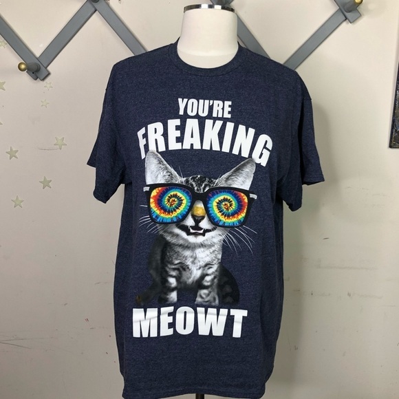 KITTY graphic T-shirt, “you’re freaking Meowt” - Picture 1 of 7
